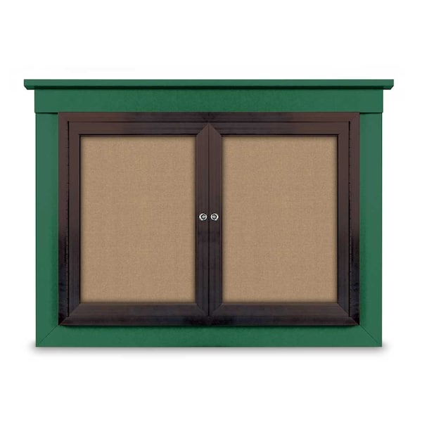 48"x36" 2-Door Enclosed Outdoor Letterboard, Hdr, Grey Felt/Bronze